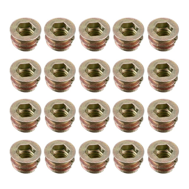 Unique Bargains Threaded Insert Nuts Zinc Alloy Hex Socket M6 Internal Threads 8mm Length 20pcs