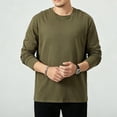 thumbnail image 5 of UVEASISHA Men's Solid Color Long Sleeve T-Shirts Business Casual Regular Fit Tees Fall Lightweight Stretchy Undershirts Soft Comfy Pajama Tops Army Green 4XL, 5 of 9
