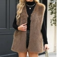 thumbnail image 5 of Ounisa Womens Winter Vest Waistcoat Faux Fur Overcoat Jackets Thickened Warm Solid Color Stand Collar Sleeveless Outerwear Top, 5 of 7