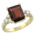 thumbnail image 1 of 14K Yellow Gold Natural Garnet Ring Octagon 9x7mm Diamond Accent, size 9, 1 of 1