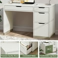 thumbnail image 6 of DreamCurship White Desk with Drawers, Modern Computer Desk with File Drawers, Home Office Study Writing Desk with Storage, White, 6 of 8