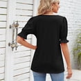 thumbnail image 4 of Gibobby Playera de Manga Corta Casual Suave Verano sólido cuello cuadrado princesa manga corta manga suelta camiseta mujer Top(Negro,M), 4 of 4