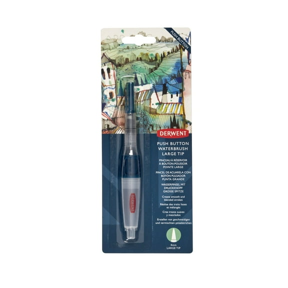 Derwent Push Button Waterbrush - Round, Large Tip, Short Handle