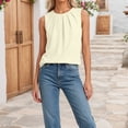 thumbnail image 2 of Wang6 Womens Loose Fit Tank Tops Summer Sleeveless Pleaded Tshirts Causal Crew Neck Solid Going out Tops Tees 0615liBeige XL, 2 of 4