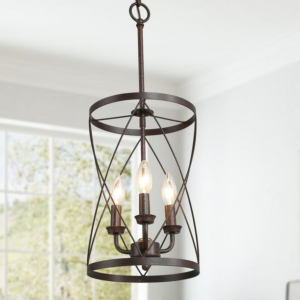 Onawa Drum Chandelier 3 Light Rust Bronze Farmhouse Pendant Cylindrical Cage Foyer Ceiling Com Onawa Drum Chandelier 3 Light Rust, How Do You Clean A Chandelier Without Taking It Down The Drain