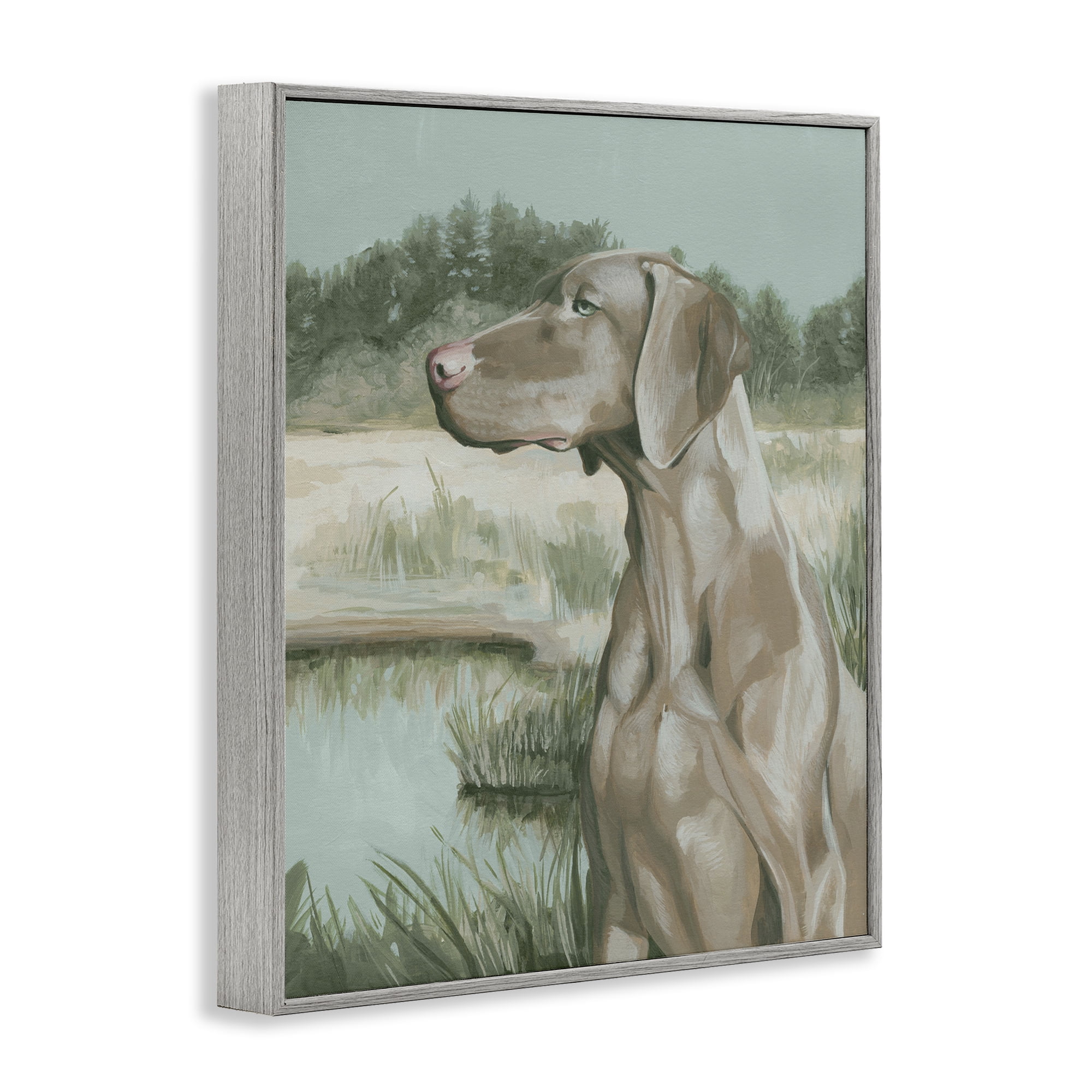 Stupell Industries Stoic Labrador Landscape Animals & Insects Painting Gray Framed Art Print Wall Art, 16 x 20