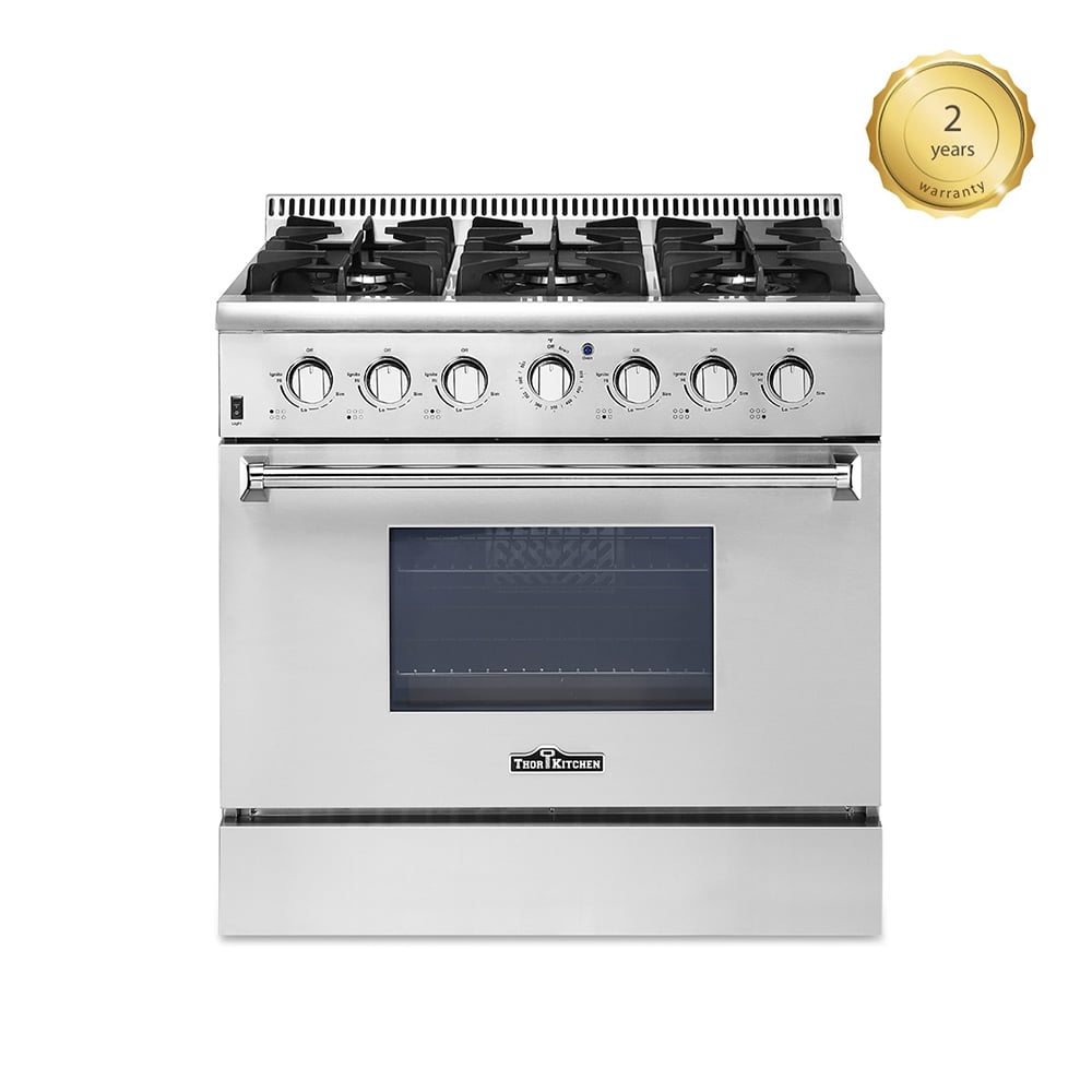 THOR KITCHEN Highend Style 36" 6 Burner Gas Range 5.2 Cu. Ft Good Quality Stainless Steel Free