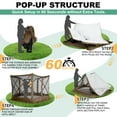 thumbnail image 6 of COBIZI 10x10 Pop up Gazebo Screen Tent Screen House for Camping,5 Sided Pop-up Camping Canopy Shelter Tent with Mesh Windows,Portable Outdoor Quick-set Hub Tent with Carrying Bag&Ground Stakes,Brown, 6 of 11