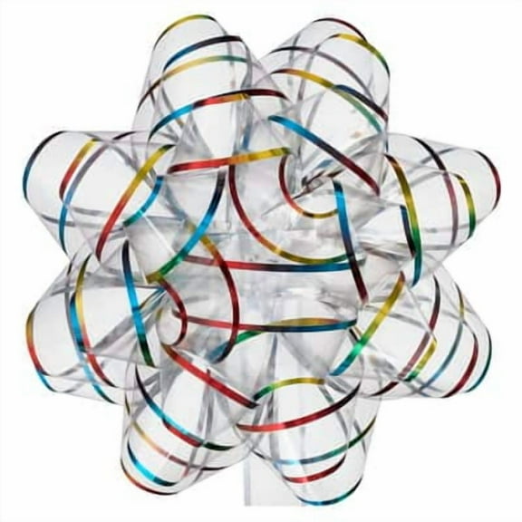 12 Pack: Clear & Rainbow Jumbo Bow by Celebrate It