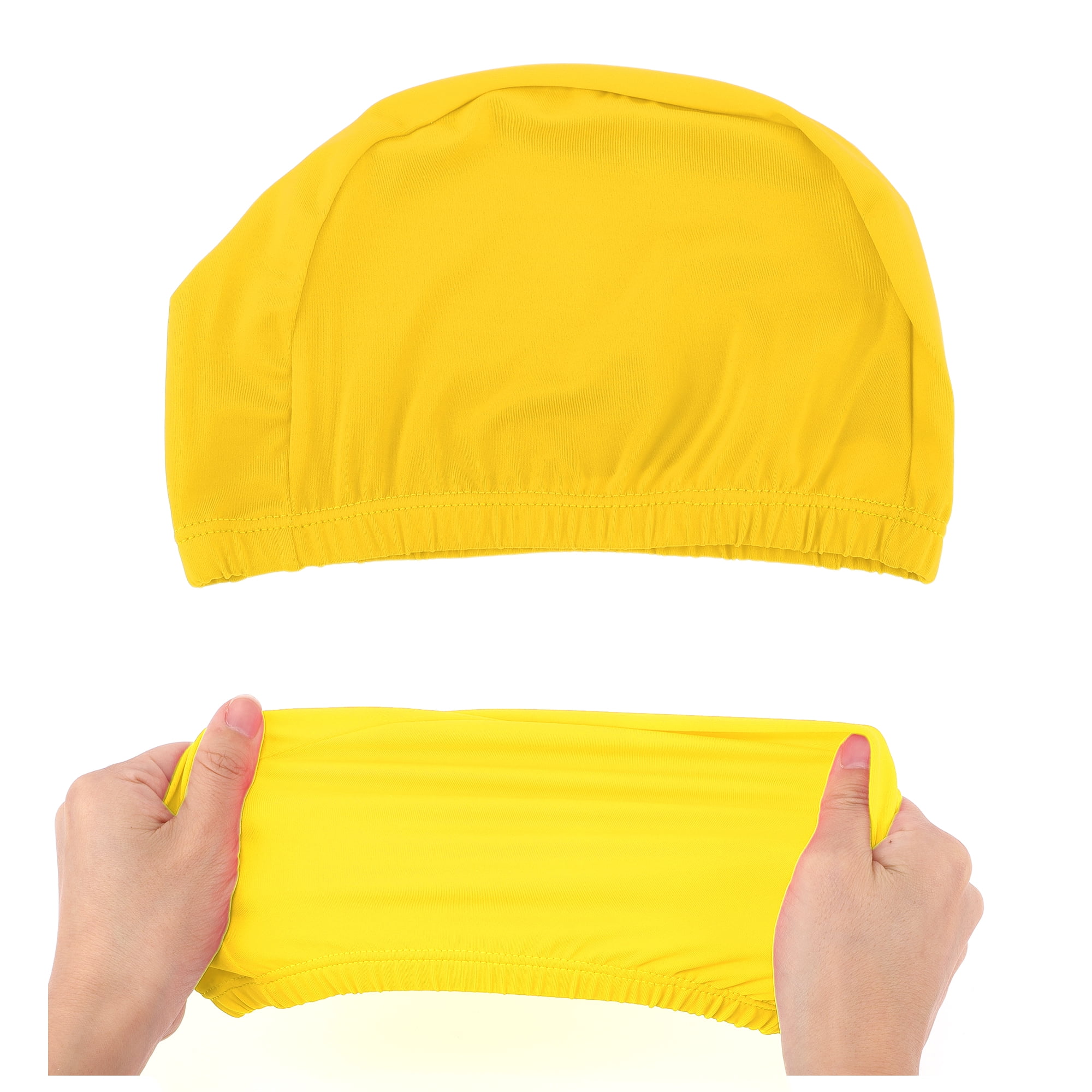 Unique Bargains Elasticity Swim Cap Measuring for Comfortable Fit Yellow