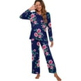 thumbnail image 4 of Pyjama à Manches Longues pour Femmes, Col Rond Doux, FP-Bleu Marine, 4 of 5