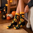 thumbnail image 6 of Halloween Socks, Spooky Crew Socks, Pumpkin Socks, Fall Themed Socks, Cute Halloween Gifts, Autumn Novelty Socks, Unisex Holiday Socks, Orange Black Patterned Socks, 6 of 7