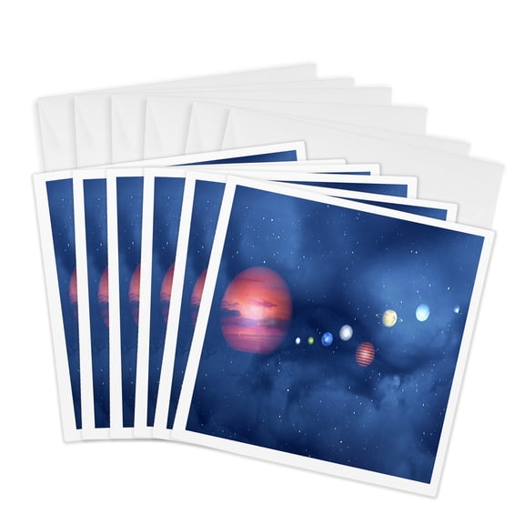 3drose, Solar System, 6 Greeting Cards with Envelopes