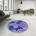 thumbnail image 3 of Ahgly Company Indoor Round Patterned Purple Mimosa Purple Area Rugs, 8' Round, 3 of 6