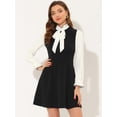 thumbnail image 4 of Vestido de oficina elegante con volantes en contraste Allegra K Negro XS, 4 of 4