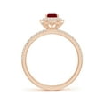 thumbnail image 2 of ANGARA Natural Split Shank Pear Ruby and Diamond Double Halo Ring in 14K Rose Gold for Women (Size-6x4mm) | July Birthstone, Birthday, Anniversary, Jewelry Gift for Women | Natural Ruby Ring, 2 of 9