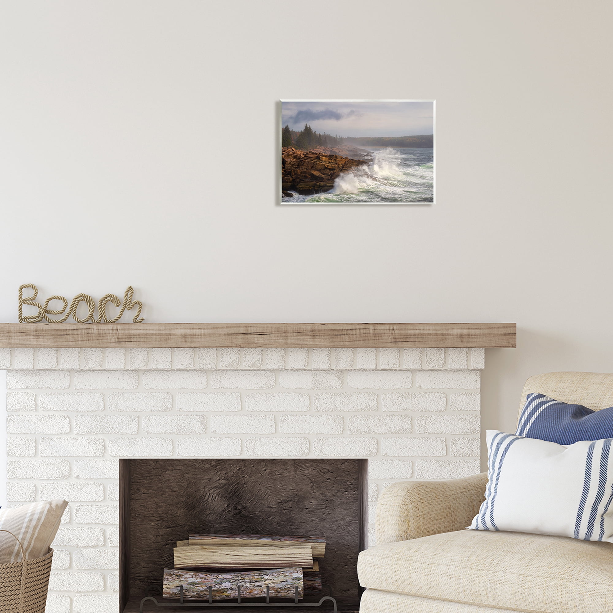 Stupell Industries Rough Waves on Cliff Landscape Photography Unframed Art Print Wall Art, 15 x 10