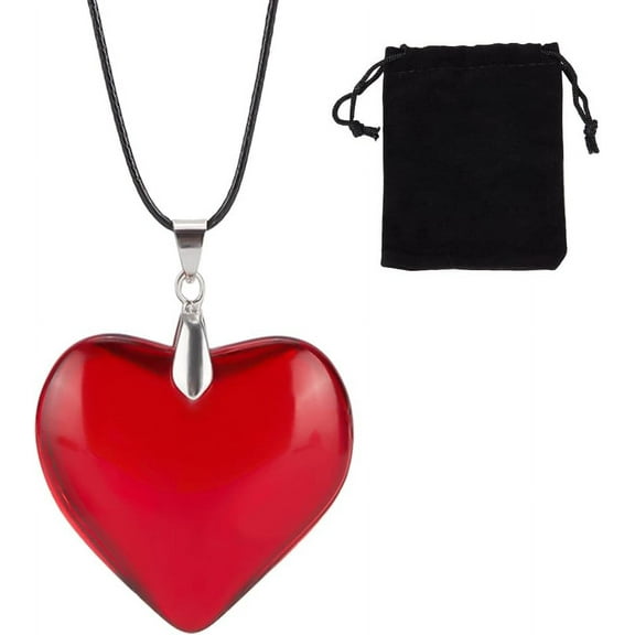 1 Box Glass Heart Pendant Red Transparent Simple Chunky Glaze Love Hearts Shaped Charms Black Adjustable Choker Velvet Chain Necklace for Jewelry Women Accessories