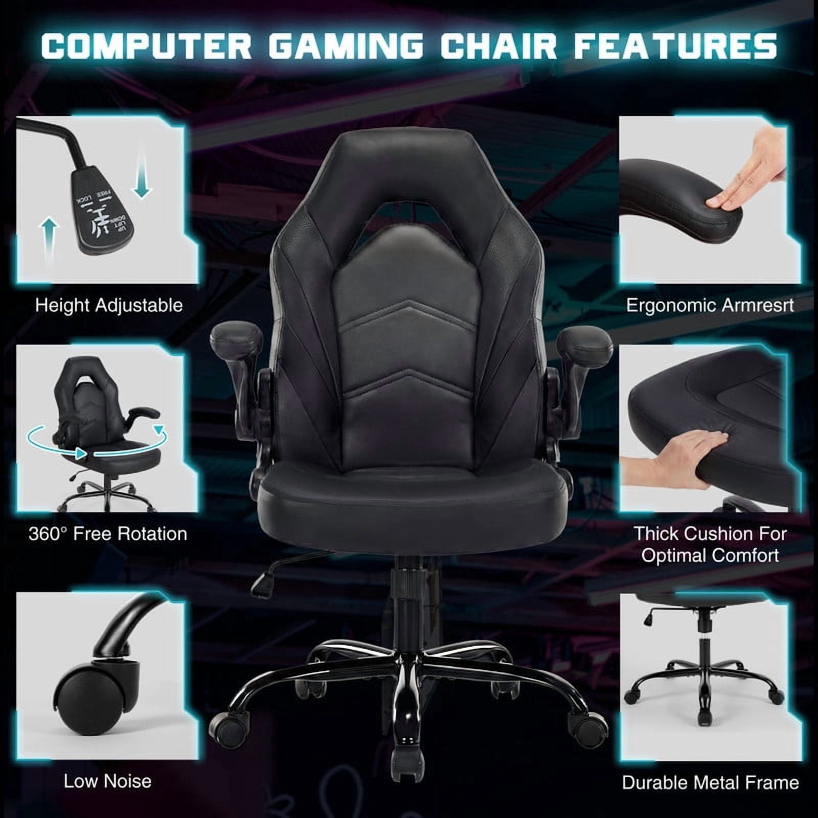 Gianna Ergonomic Computer Gaming Chair with Flip-up Armrest