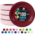 thumbnail image 1 of shiyou-Burgundy Paper Plates 9 Inch 100 Count - Burgundy 9 Inch Paper Plates - Bulk Paper Plates Burgundy Disposable Plates - Disposable Cake Plates Paper Plate Burgundy, 1 of 4