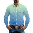 thumbnail image 3 of DDAPJ pyju Western Cowboy Shirts for Men Gradient Print Long Sleeve Cotton Work Shirt Regular Fit Casual Button Down Shirts with Two Pockets Mint Green XL, 3 of 9