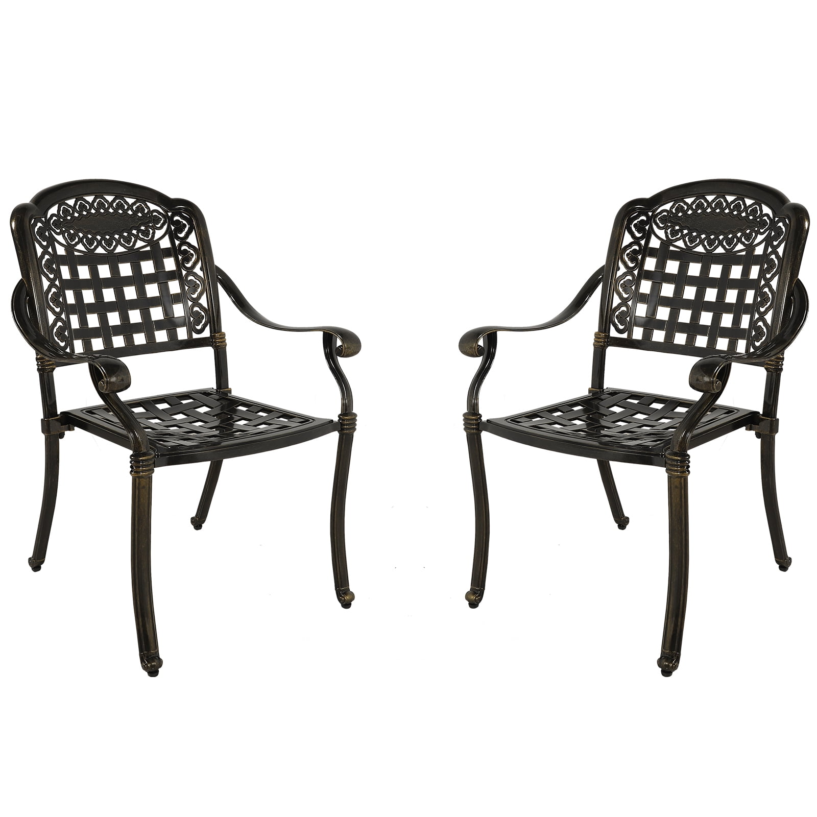 MEETWARM 2 Piece Patio Dining Chairs, Outdoor AllWeather Cast Aluminum