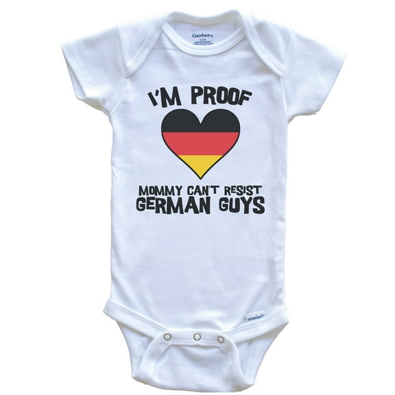 I'm Proof Mommy Can't Resist German Guys Germany Flag Heart Baby Bodysuit, 0-3 Months White