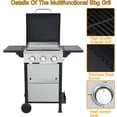 thumbnail image 4 of POWANLI BBQ Grill 3 Burner Gas Grill Stainless Steel Propane Grill with Wire Enamel Cook ing Grids For Outdoor Cooking,36900 BTU Barbecue Grill with Foldable Side Table, Hanging Basket, 4 of 8
