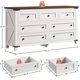 thumbnail image 3 of WXXRRR Dresser for Bedroom with 7 Drawers White Dresser with Smooth Metal Rail TV Stand for Bedroom, Hallway, 15" D x 51.2" W x 31.5" H, Antique White, 3 of 9
