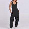 thumbnail image 2 of QATAINLAV Mothers Day Gifts Jumpsuits for Women Casual Sleeveless Strap Overalls Solid Color Baggy One Piece Jumper Pants with Pockets Black S, 2 of 8