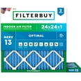 thumbnail image 1 of Filterbuy 24x24x1 MERV 13 (MPR 1900) Health Defense, Pleated HVAC AC Furnace Air Filters (2-Pack), 1 of 8