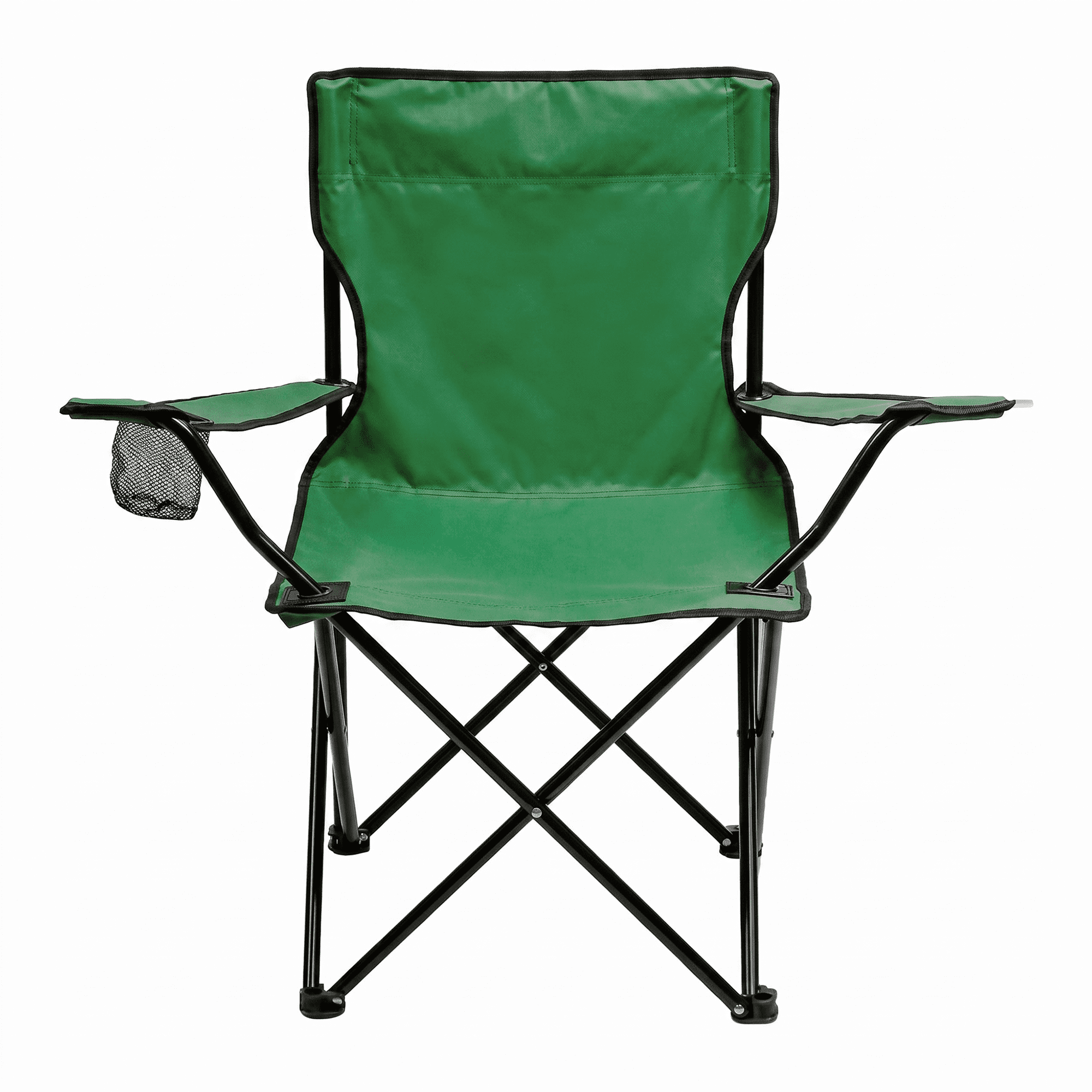OVENTE Portable Camping Folding Chair with Heavy Duty Steel Frame, Arm Rest, Mesh Cup Holder and Carry Bag, Outdoor Foldable Seat Ideal for Fishing, Hiking, Travel, Picnic and Beach, Green CHR001G