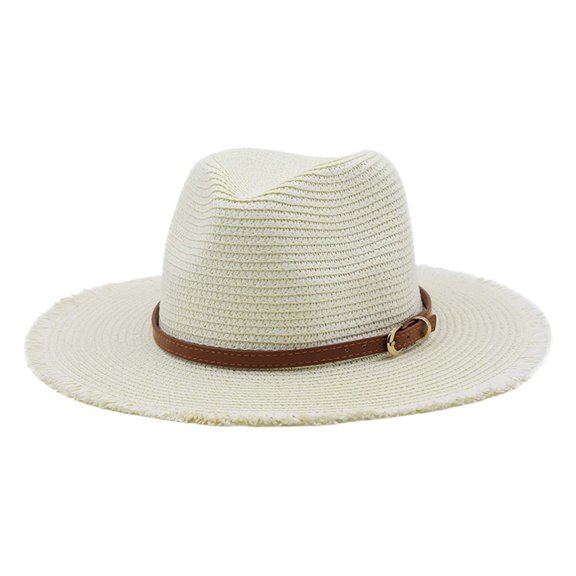 Riforla Ladies Fringe Jazz Hat Summer Outdoor Vacation Sun Hat Beach Hat Sunshade Cap for Women Beach Hats for Women White