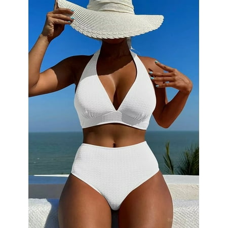 2024 Sexy V-Neck Bikini Set High Waist Swimsuit Women Orange Black Push Up Rib Swimwear Summer Bathing Suit Bikinis Beachwear ZYN