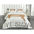 thumbnail image 3 of Ambesonne Sloth Quilted Bedspread Set 3 Pcs, Happy Character Live Slow, Queen Size, Pale Brown, 3 of 5