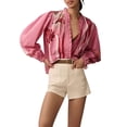 thumbnail image 1 of Gupgi Women Floral Shirts Long Sleeve Ruffles Button Down Fashion Blouses Spring Loose Tops, 1 of 7