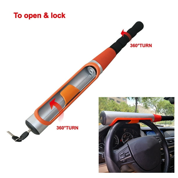 Baseball Bat Type Universal AntiTheft Security Steering Wheel Lock Orange/Silver