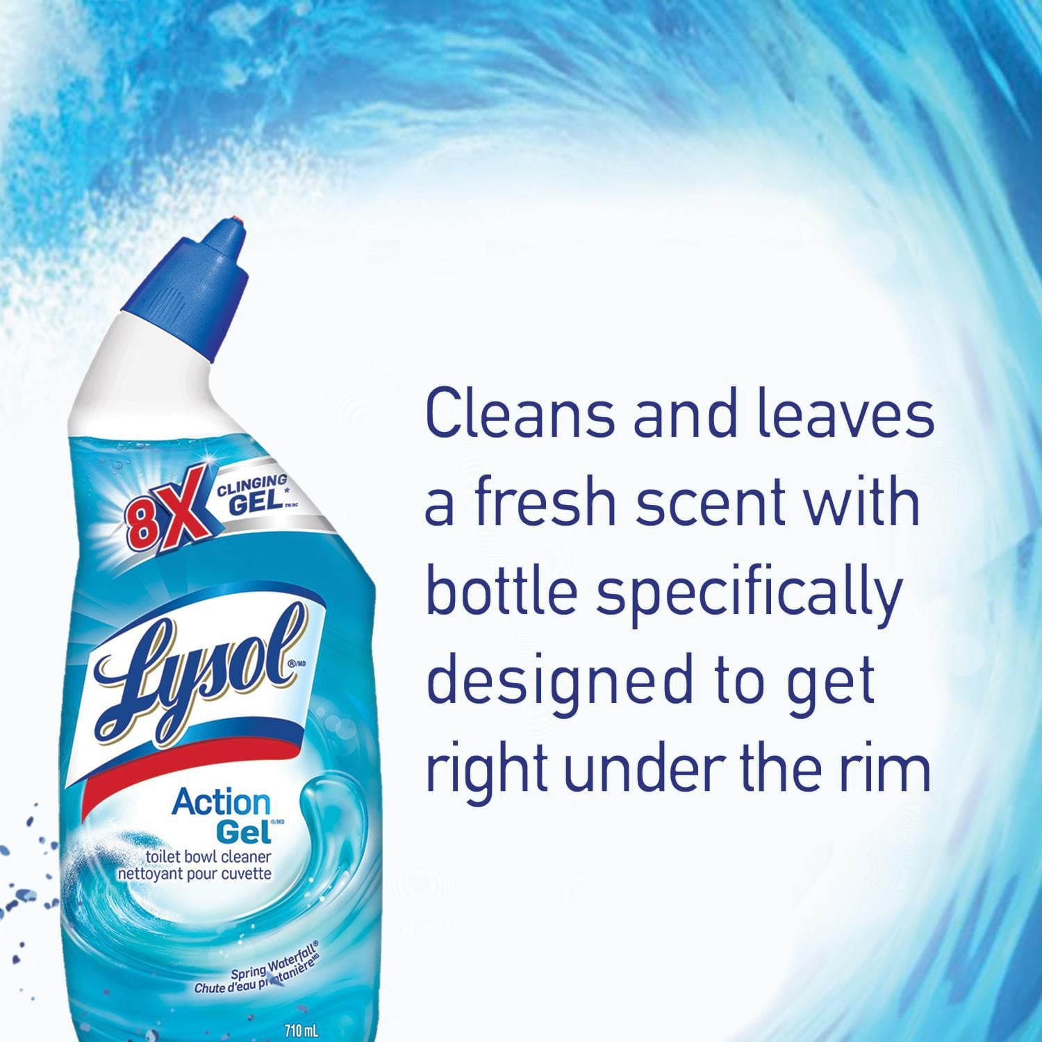 Lysol Toilet Bowl Cleaner, Action Gel, Country, 710ml, 8x Clinging Gel, 710 mL