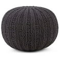 thumbnail image 1 of Simpli Home Shelby Boho Round Hand Knit Pouf in Slate Gray Cotton, 1 of 5