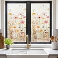 thumbnail image 3 of Colorful Wildflower Window Privacy Film, Botanical Vintage Floral Country Retro Static Cling UV Sun Blocking Tint Film Heat Control Windows Films for Bedroom Bathroom, Window Stickers 17.7"x39.3", 3 of 8