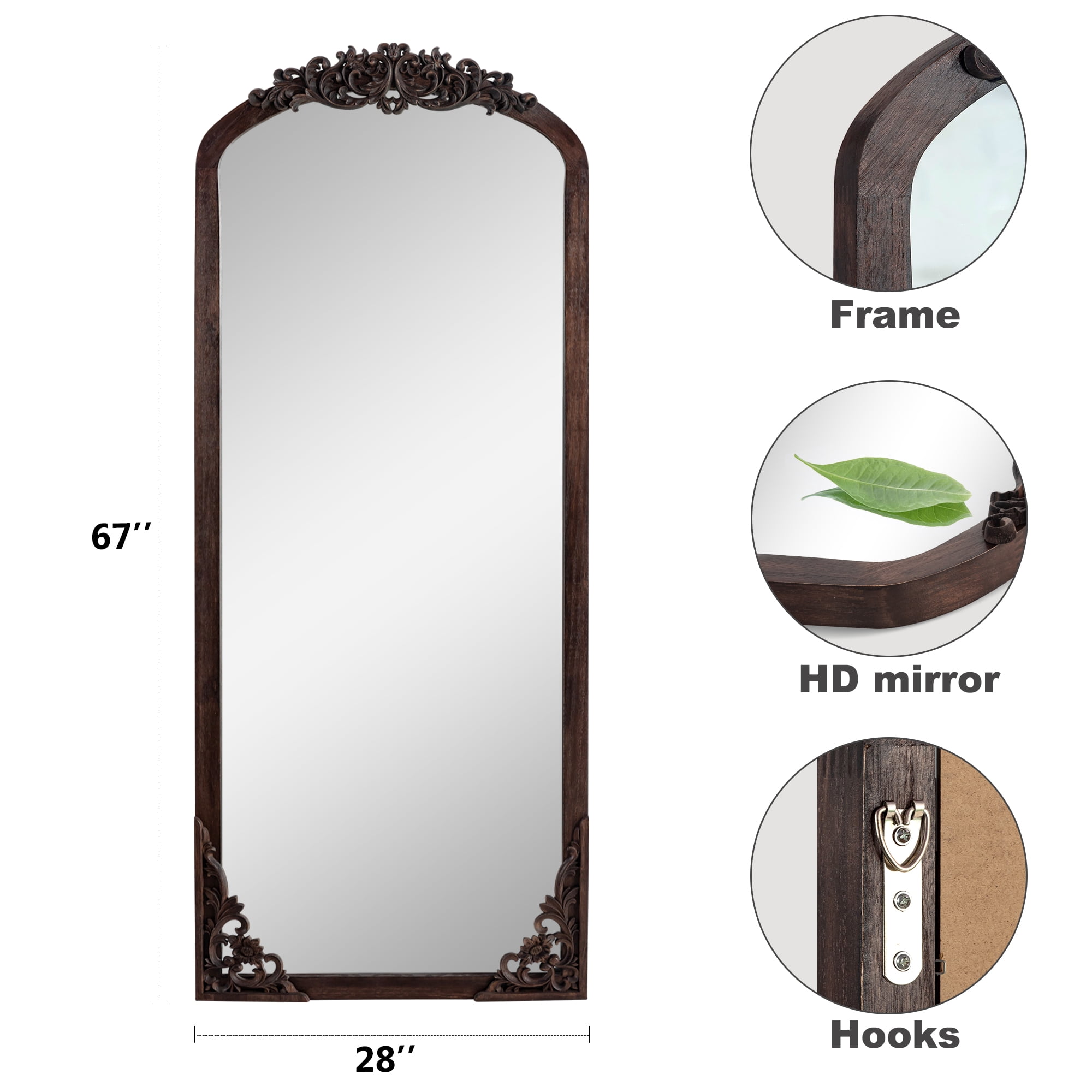 71x30 Arch Full-Length Vintage Mirror, Natural