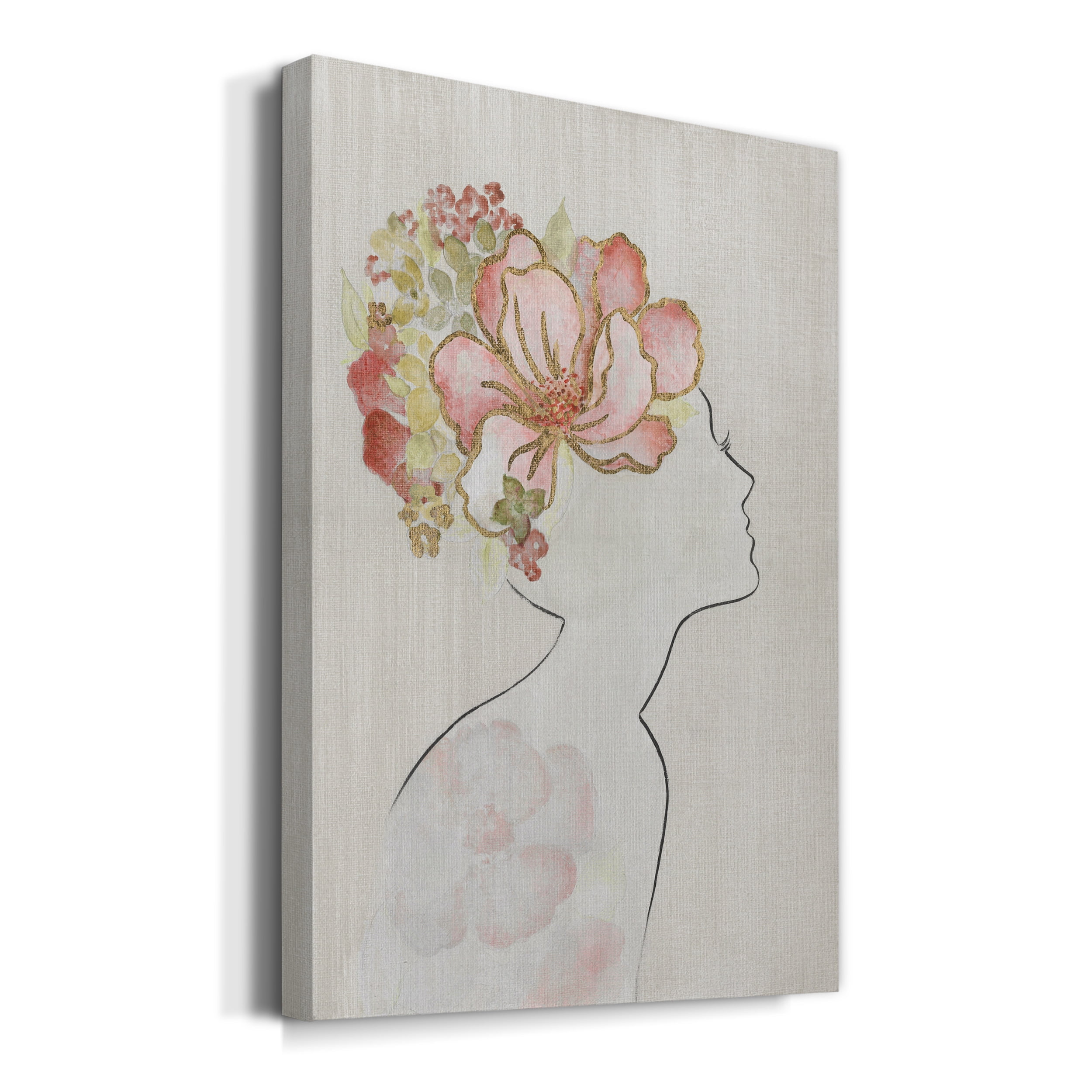 Fashion Floral Silhouette I Premium Gallery Wrapped Canvas - Ready to Hang - 40 x 60