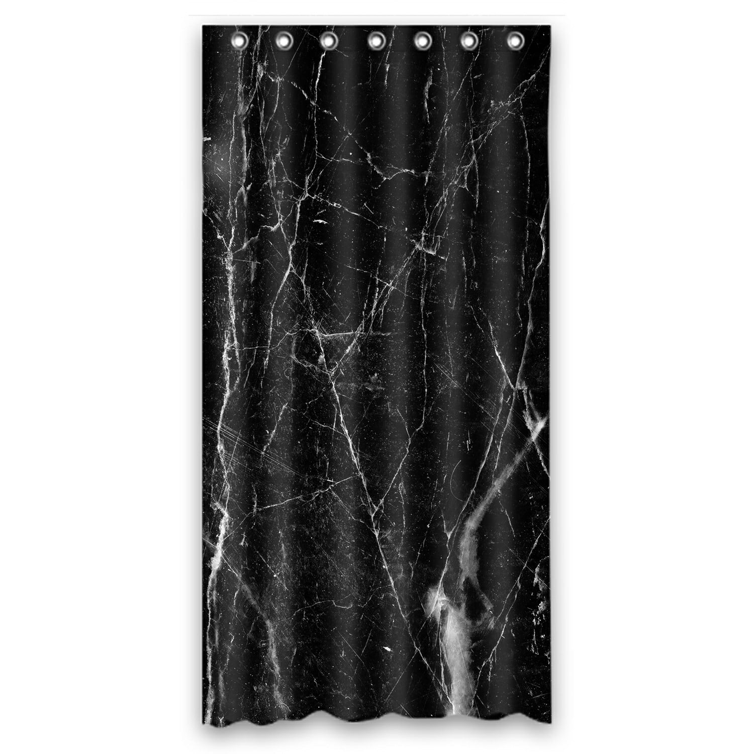 ECZJNT White Patterned Natural Detailed Black Marble Shower Curtain And
