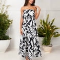 thumbnail image 4 of Women's Tube Ruffle Detail Layered Floral Print Flared Maxi Vacation Dress - Small, Black, 4 of 7