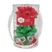 Holiday Time 6 Bows Peel N Stick Fabric Gift Wrapping Bow, Red/White/Green