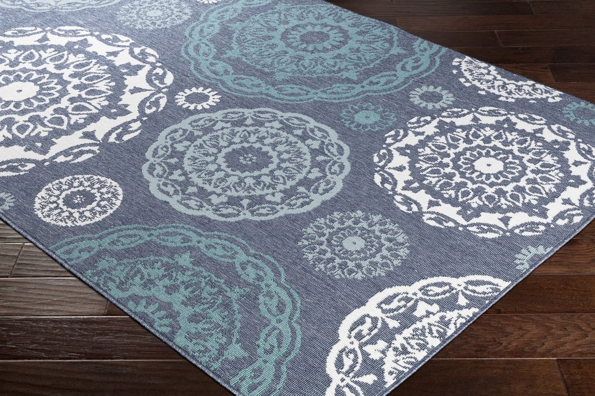 Livabliss Outdoor Rugs, 9x13 Alfresco Cottage Blue Area Rug for Patio, Porch, Deck, Backyard, Waterproof Indoor Outdoor Carpet (8'10" x 12'10")