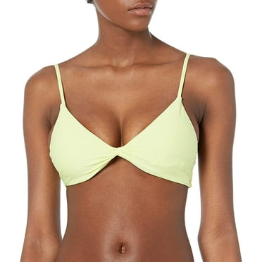 Volcom LIME GREEN Simply Seamless V-Neck Bikini Swim Top, US Large