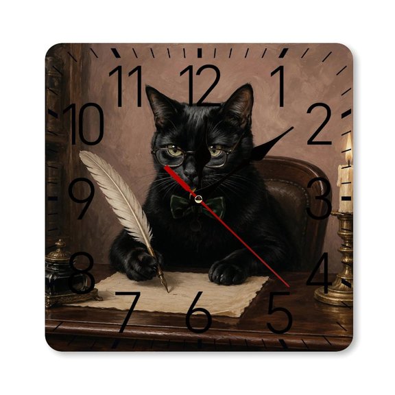 RKSupls 10×10inch Square Silent Wall Clock Wooden Frame, Last Supper Gathering Scale Decorative Clock for Home Bedroom Living Room Office