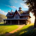 thumbnail image 2 of Farmhouse at Dusk - Farm House Canvas Art, 2 of 2