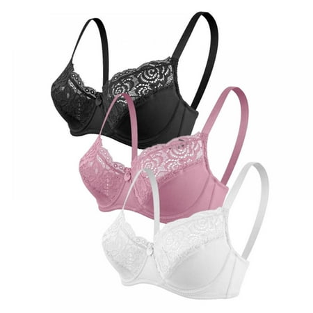 

Valcatch 3 Pack Women s Plus Size Full Coverage Underwire Unlined Minimizer Lace Bra